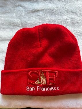 Red San Francisco Embroidered Beanie